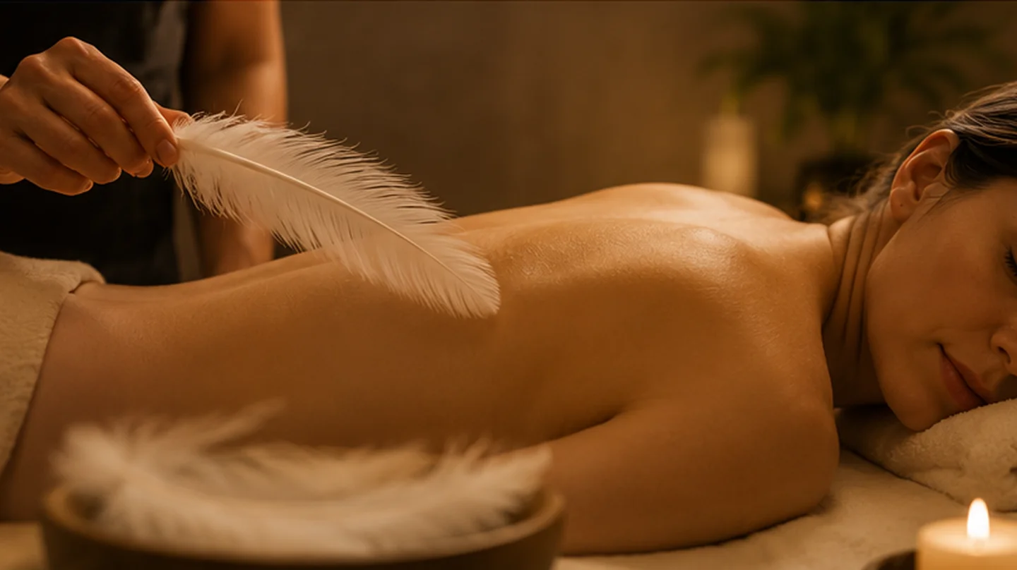 Rascado sensorial con plumas